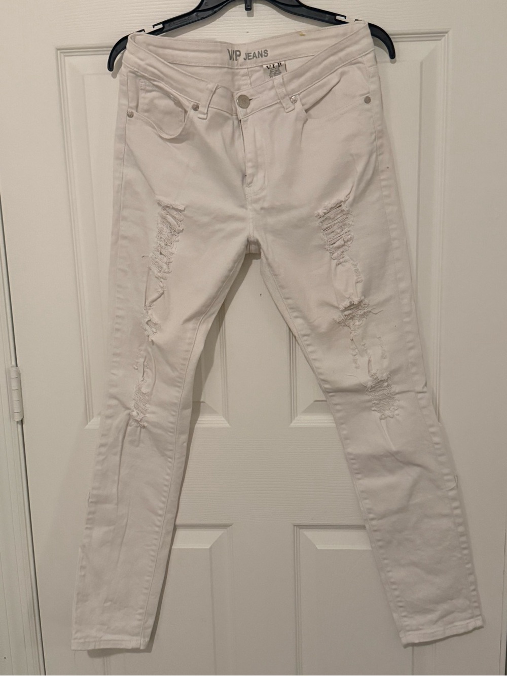 VIP White Distressed Skinny Jeans